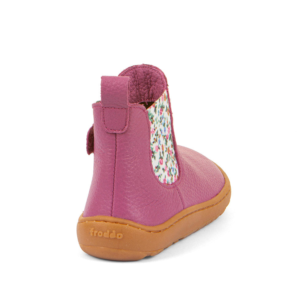 Kids' Barefoot Chelys Boots – Leather Chelsea Boots with Fleece Lining in Fuxia