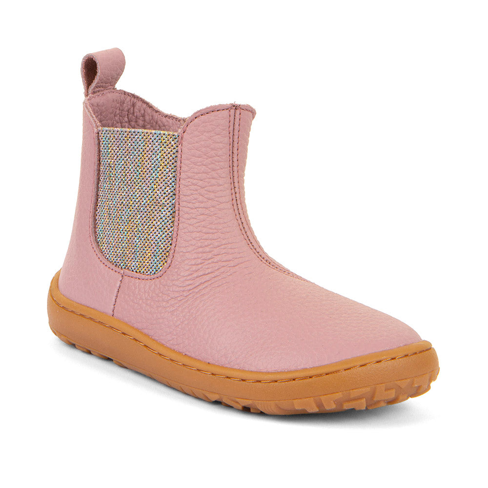 Kids' Barefoot Chelys Boots – Leather Chelsea Boots with Fleece Lining in Pink