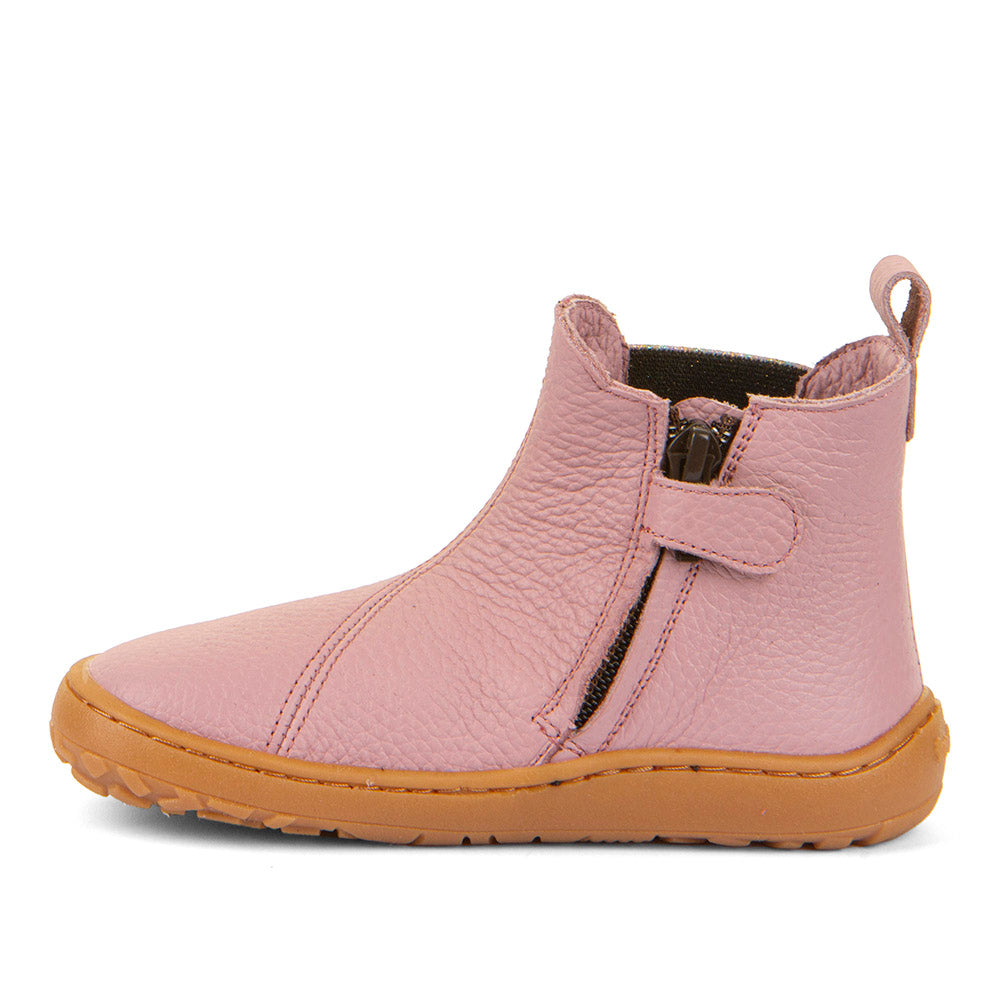 Kids' Barefoot Chelys Boots – Leather Chelsea Boots with Fleece Lining in Pink