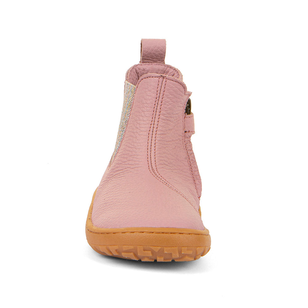 Kids' Barefoot Chelys Boots – Leather Chelsea Boots with Fleece Lining in Pink