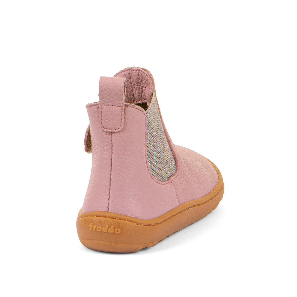 Kids' Barefoot Chelys Boots – Leather Chelsea Boots with Fleece Lining in Pink