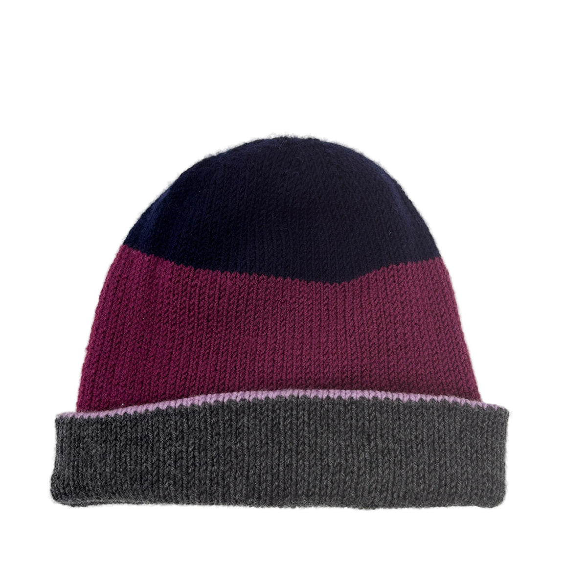 Handmade 100% Merino Wool Reversible Kids’ Hat – Pink Colour Block