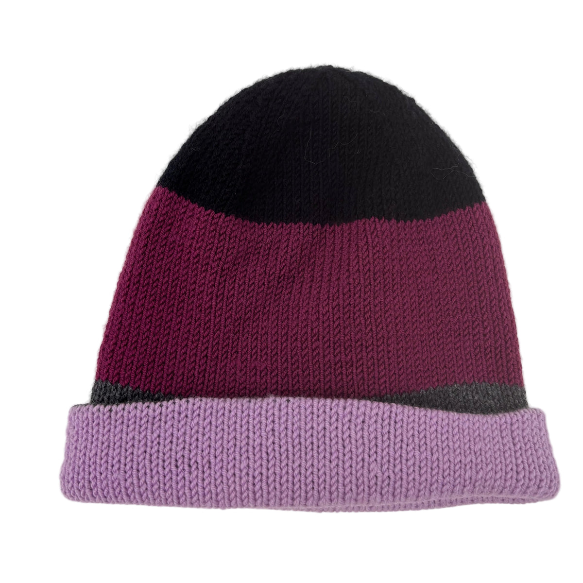 Handmade 100% Merino Wool Reversible Kids’ Hat – Pink Colour Block