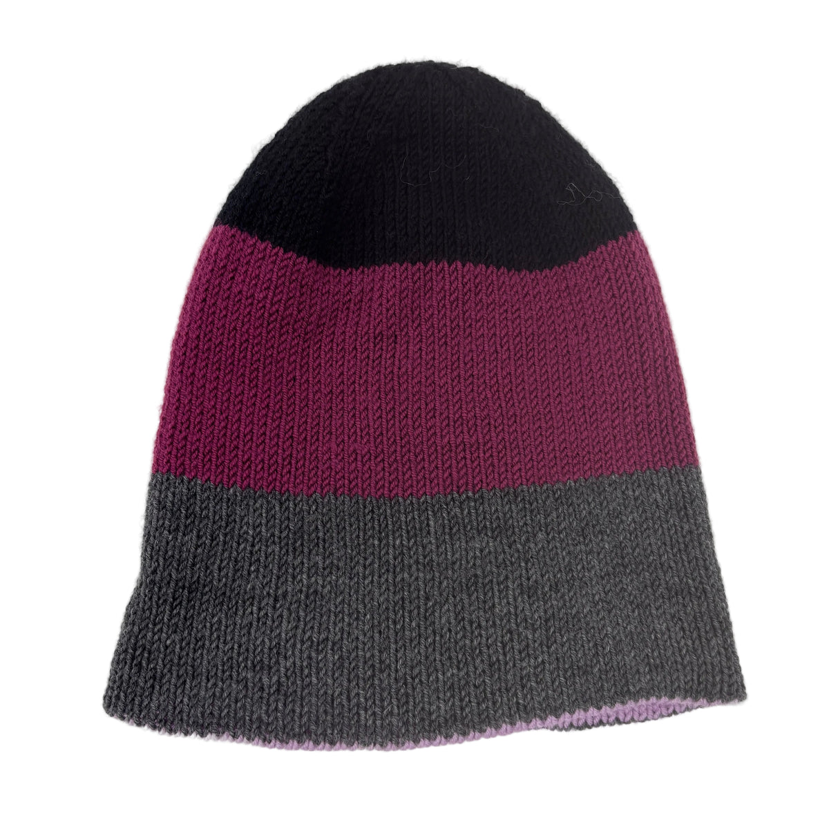 Handmade 100% Merino Wool Reversible Kids’ Hat – Pink Colour Block