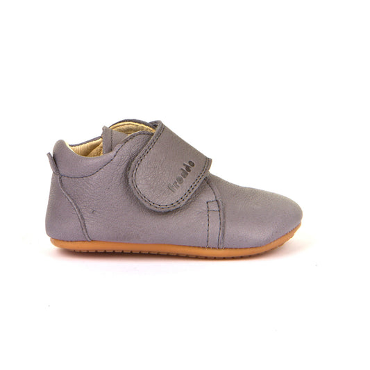 Prewalkers Classic - Single Velcro Leather Baby Shoes in Grey