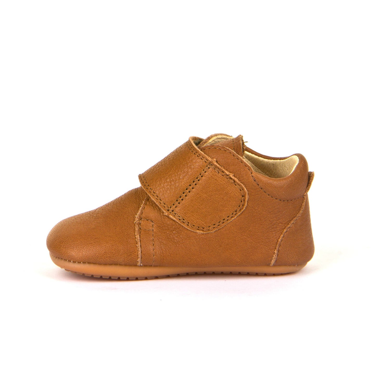 Prewalkers Classic – Single Velcro Leather Baby Shoes in Cognac