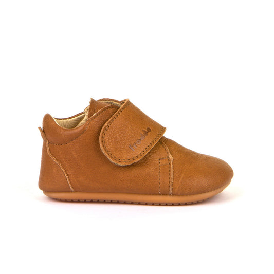 Prewalkers NEW Classic - Single Velcro Leather Baby Shoes in Cognac