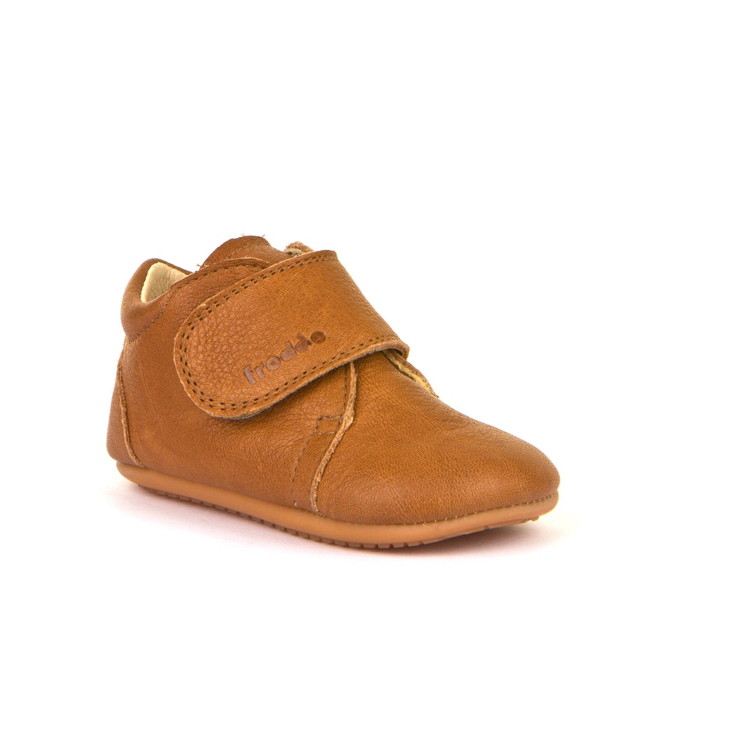 Prewalkers Classic – Single Velcro Leather Baby Shoes in Cognac