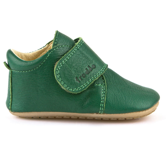 Prewalkers Classic – Single Velcro Leather Baby Shoes in Dark Green