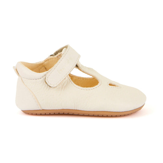 Prewalkers T-Bar Leather Baby Sandal with Velcro in White