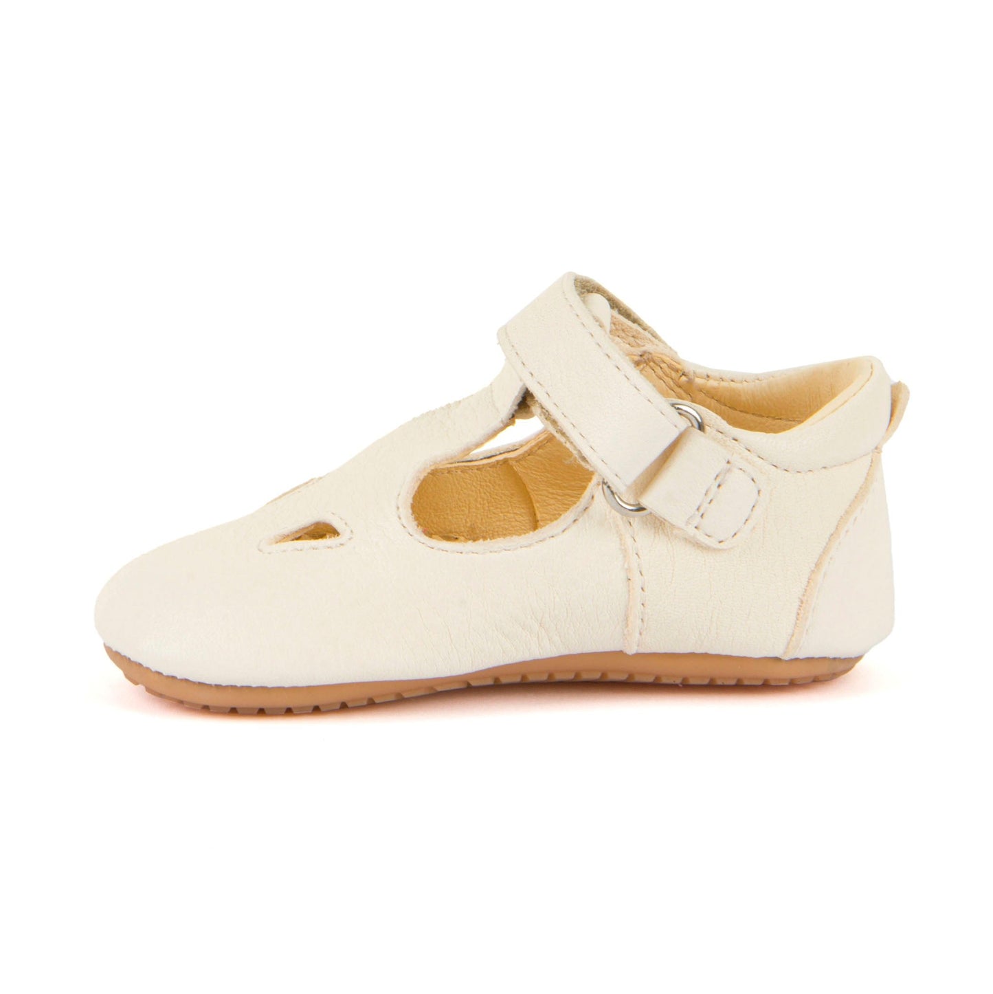 Prewalkers T-Bar Leather Baby Sandal with Velcro in White