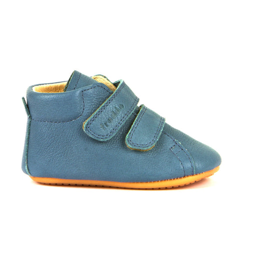 Prewalkers Double - Double Velcro Leather Baby Shoes in Denim