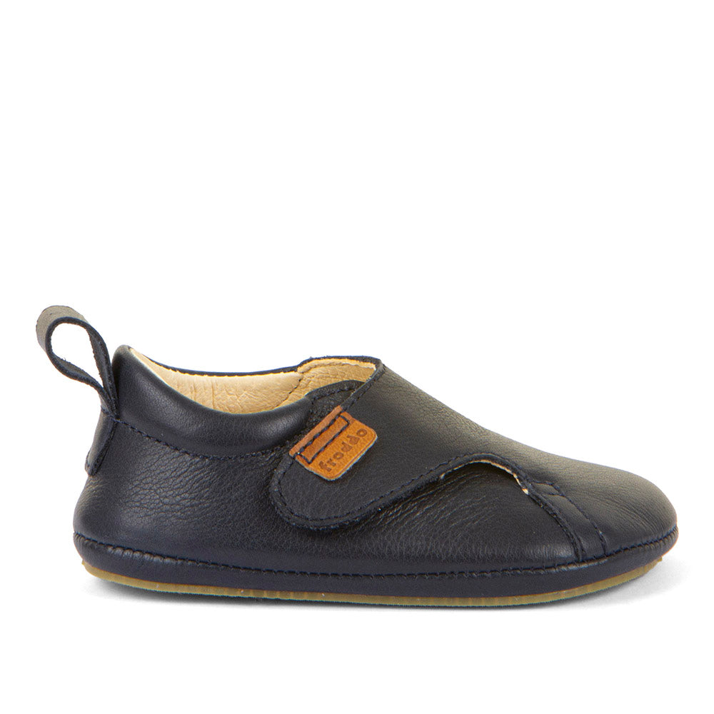 Barefoot Prewalkers - Single Velcro Leather Baby Shoes in Dark Blue