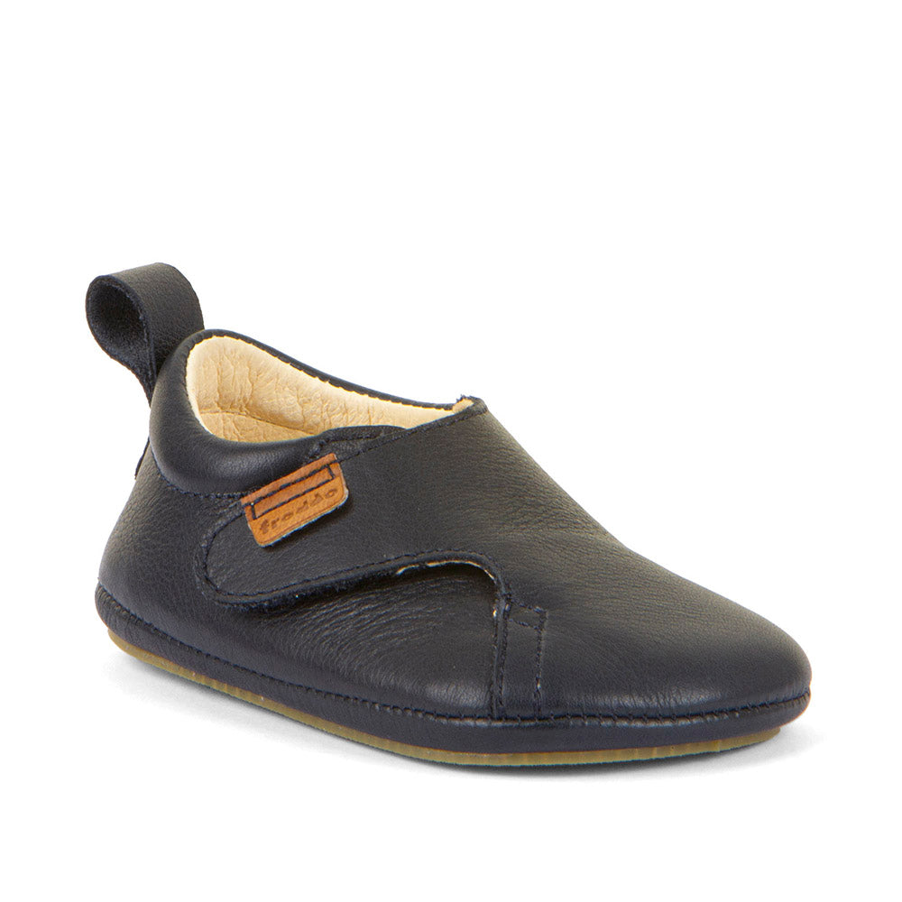 Barefoot Prewalkers - Single Velcro Leather Baby Shoes in Dark Blue
