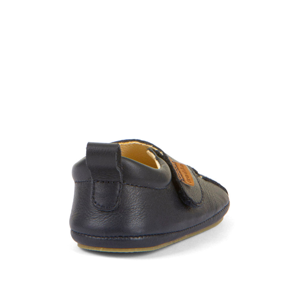 Barefoot Prewalkers - Single Velcro Leather Baby Shoes in Dark Blue