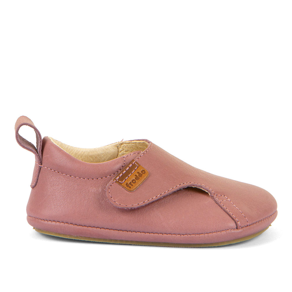 Barefoot Prewalkers - Single Velcro Leather Baby Shoes in Dark Pink