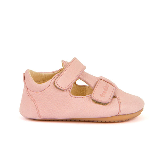 Prewalkers Double Velcro Leather Sandal in Pink