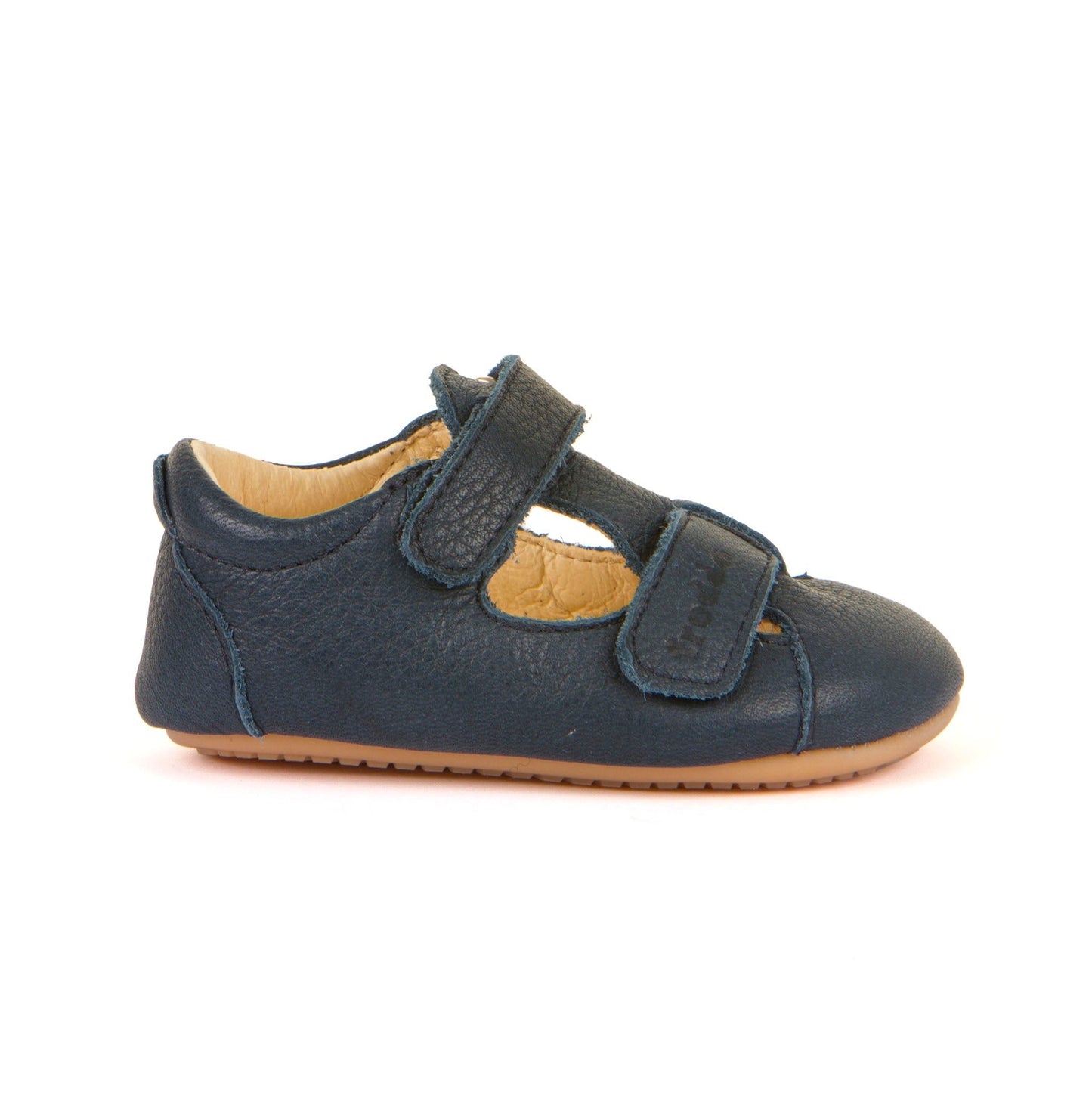 Prewalkers Double Velcro Leather Sandal in Dark Blue
