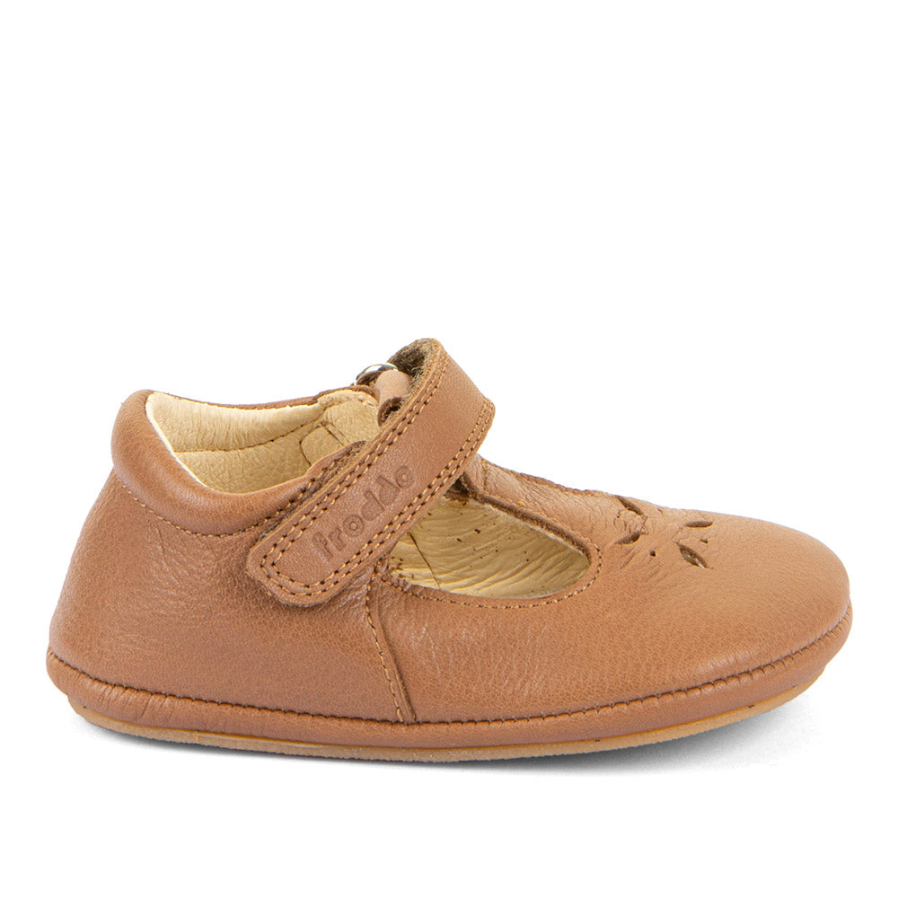 Barefoot Prewalkers – Balle T-Bar Baby Sandal in Cognac