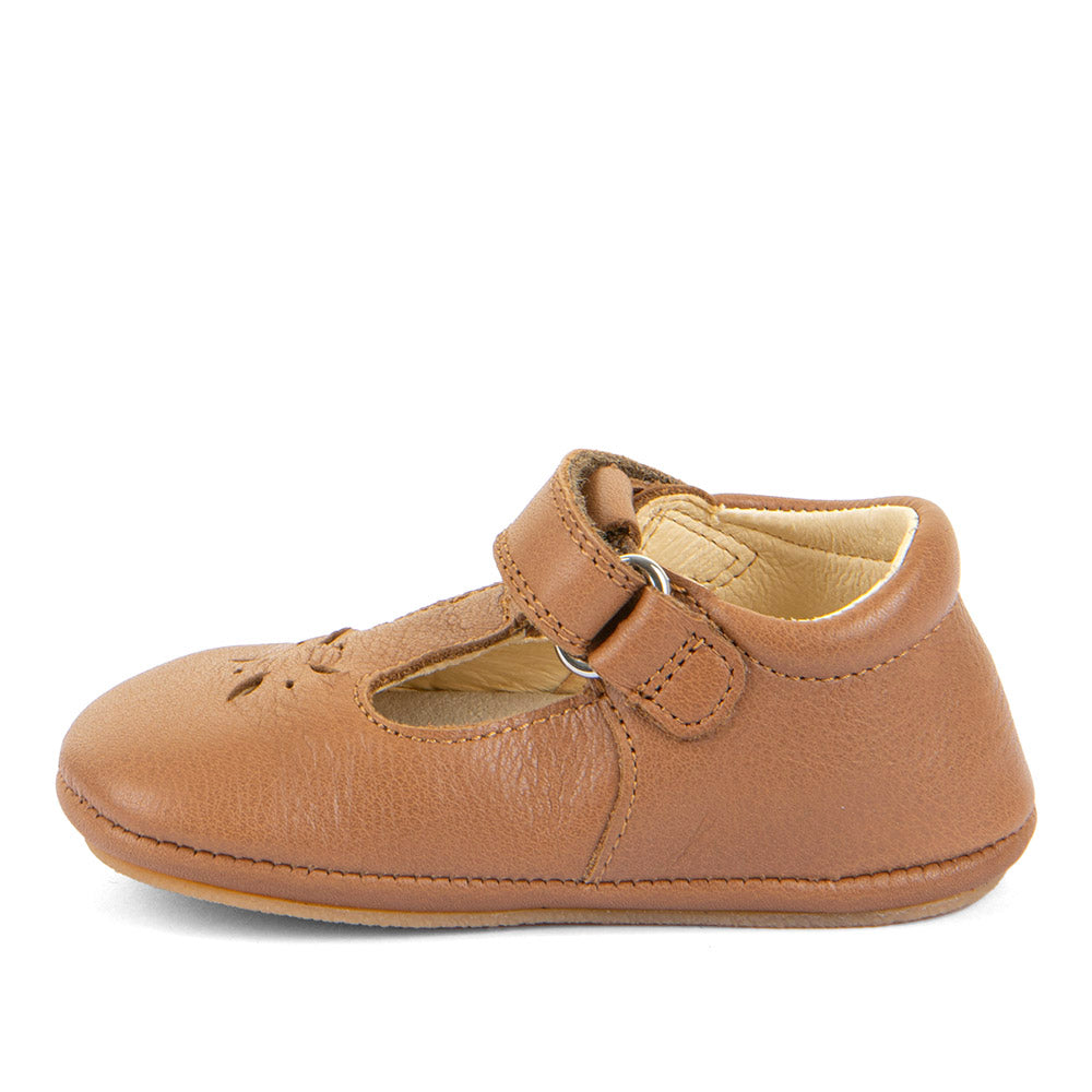 Barefoot Prewalkers – Balle T-Bar Baby Sandal in Cognac