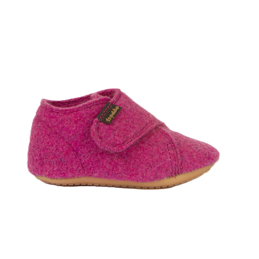 Prewalkers  – Wooly Baby Slippers with Velcro in Fuchsia