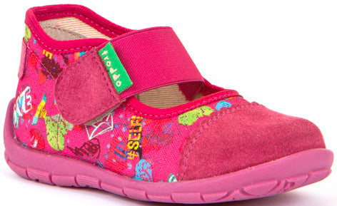 Classic Canvas Mary Jane Sandal - Fuchsia with Hearts Print