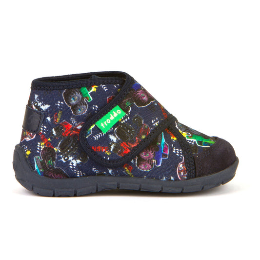 Classic High-Top Slipper Dark Blue - Monster Truck Print