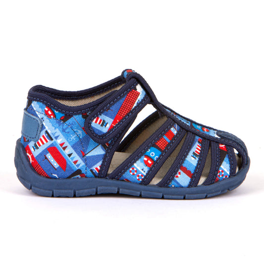 Classic Canvas Sandal - Denim with Nautical Theme Print