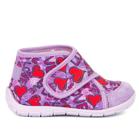 Classic High-Top Slipper - Lilac with Hearts Print
