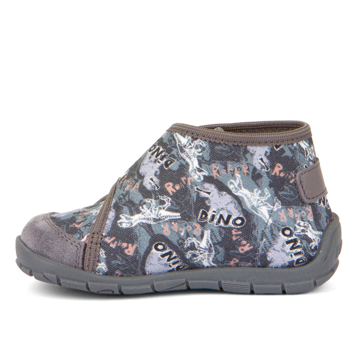Classic High-Top Slipper - Grey with Dinosaur Print