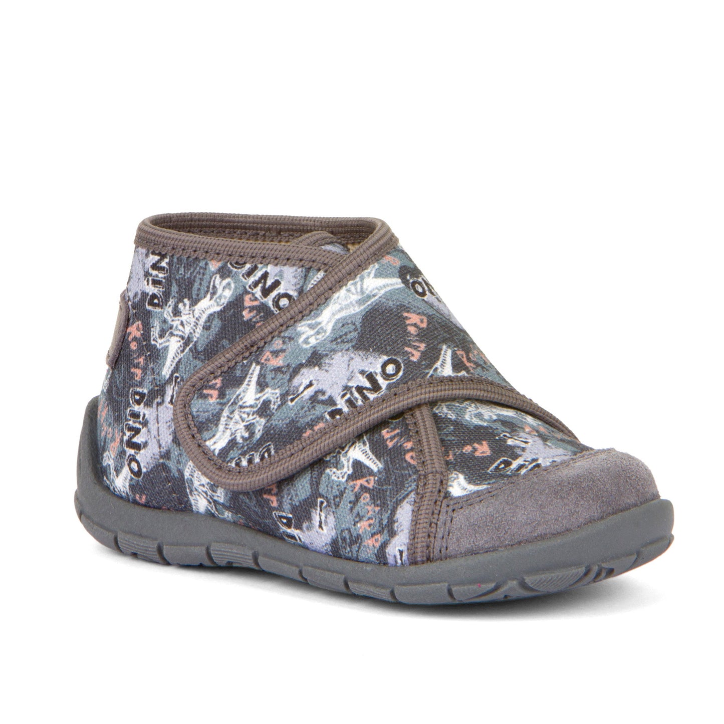 Classic High-Top Slipper - Grey with Dinosaur Print