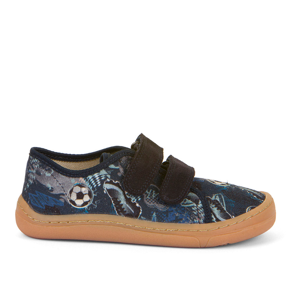 Barefoot Canvas - Blue with Soccer Theme Print