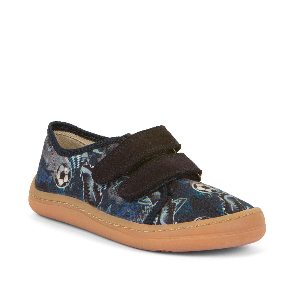 Barefoot Canvas - Blue with Soccer Theme Print