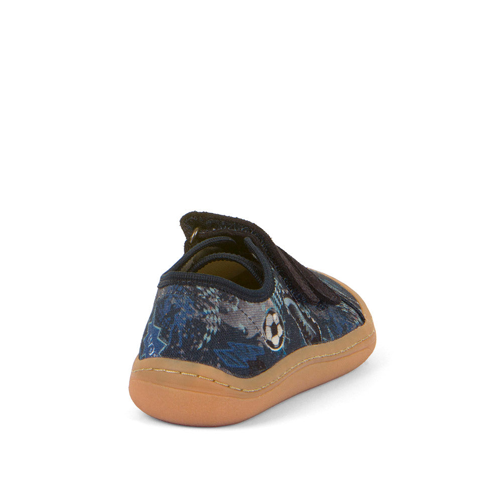 Barefoot Canvas - Blue with Soccer Theme Print