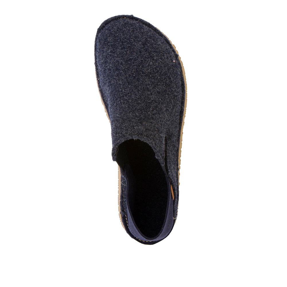 Barefoot Slip On Wooly Slipper Dark Blue