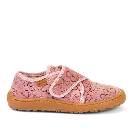 Barefoot Canvas – Pink with Golden Hearts
