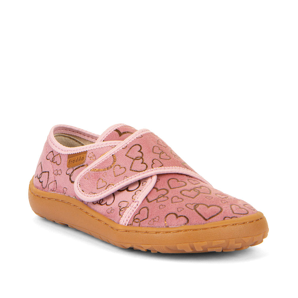 Barefoot Canvas – Pink with Golden Hearts