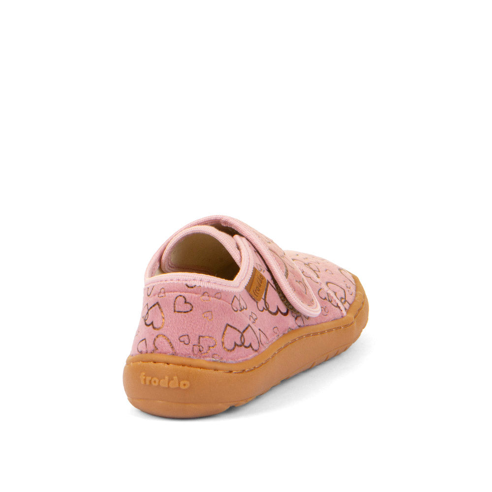 Barefoot Canvas – Pink with Golden Hearts