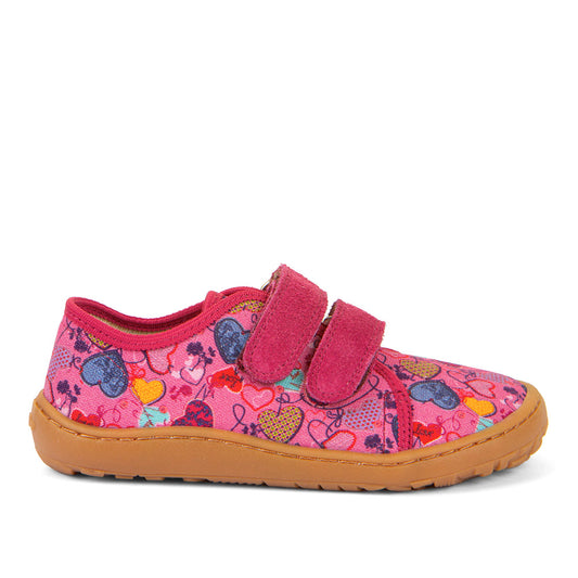 Barefoot Canvas - Fuchsia+ with Heart Print
