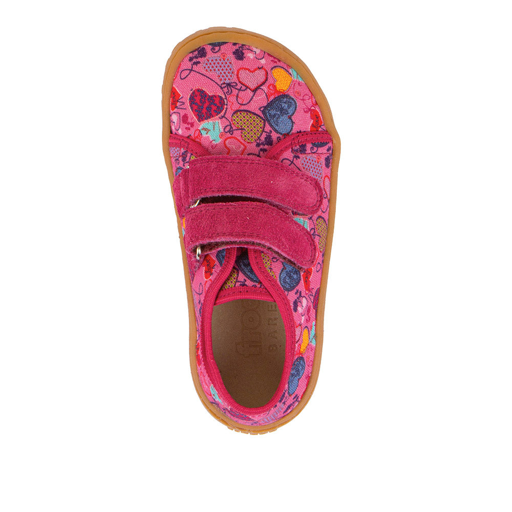 Barefoot Canvas - Fuchsia+ with Heart Print