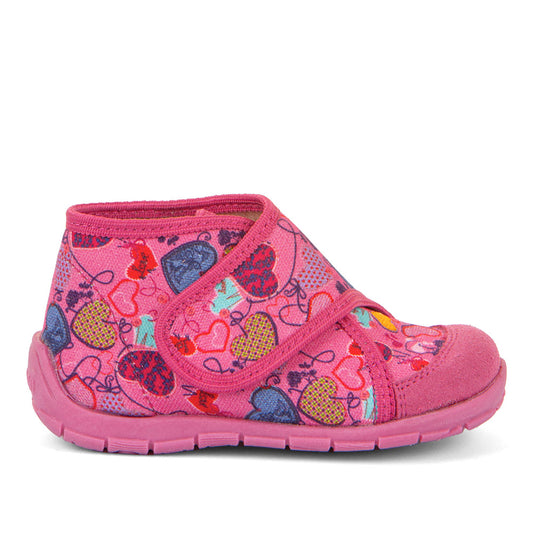 Classic High-Top Slipper Fuxia with Hearts Print