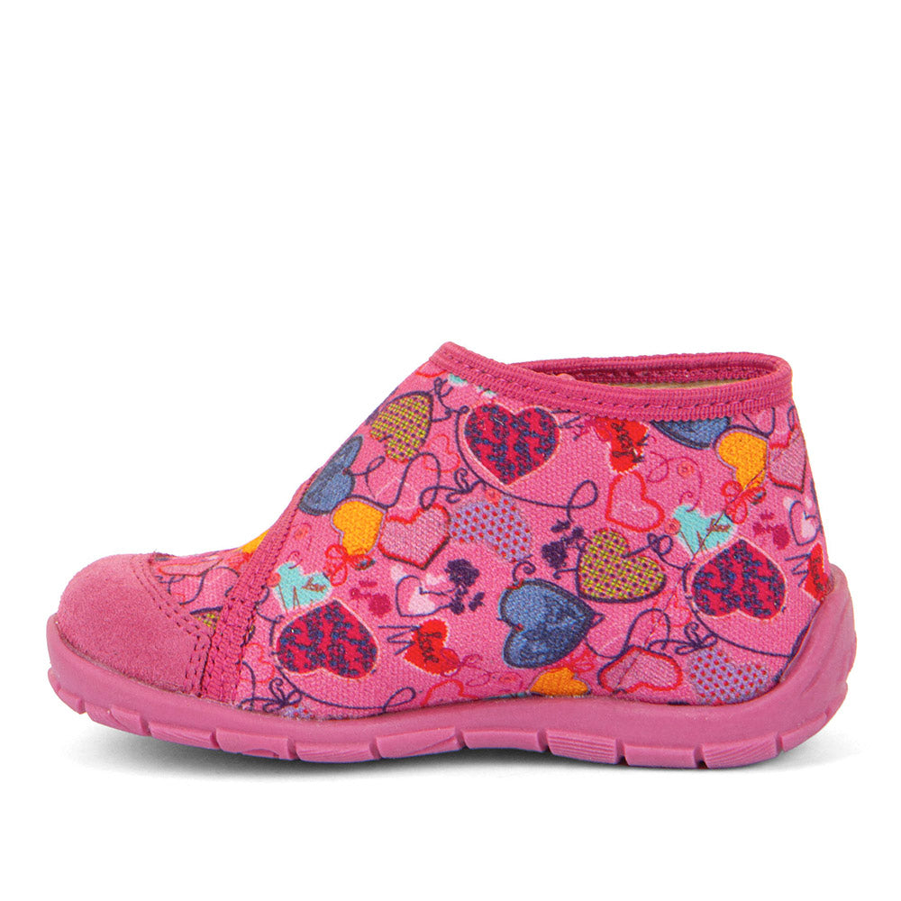 Classic High-Top Slipper Fuxia with Hearts Print