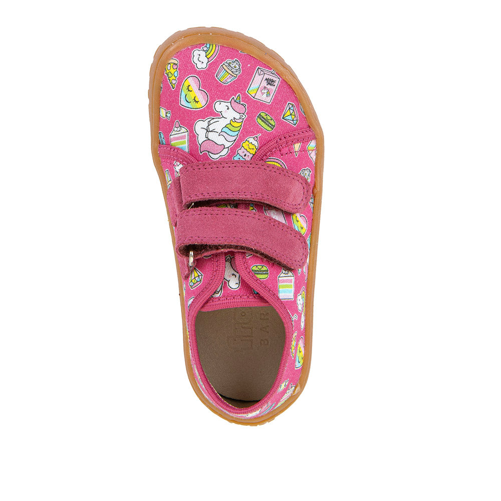 Barefoot Canvas Sneakers in Fuxia with Unicorn Print