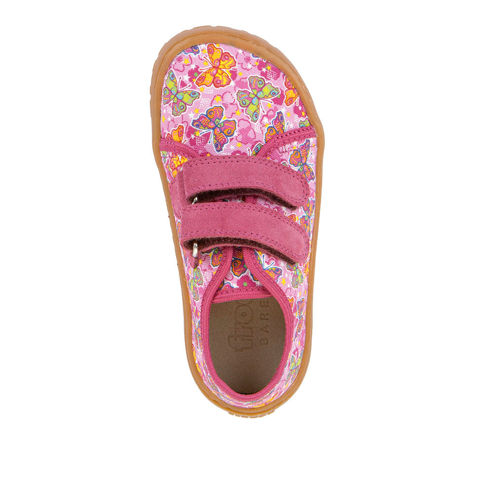 Barefoot Canvas Sneakers in Fuchsia/Pink with Butterfly Print