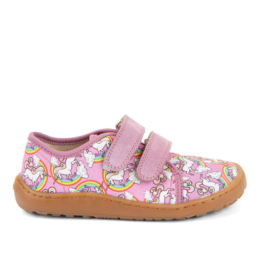 Barefoot Canvas Sneakers in White/Pink with Unicorn Print