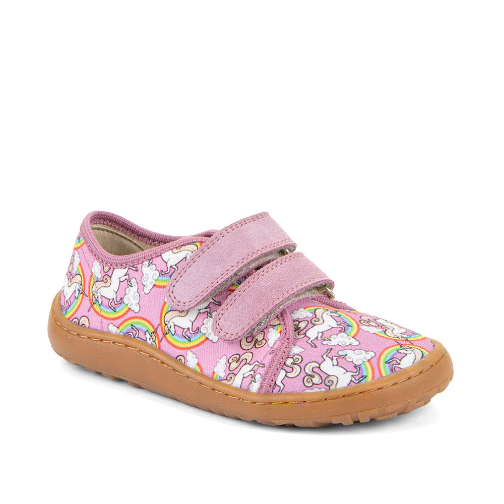 Barefoot Canvas Sneakers in White/Pink with Unicorn Print