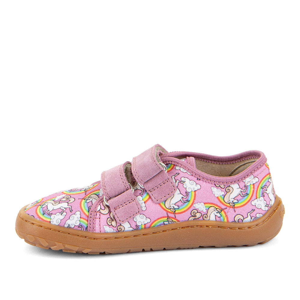 Barefoot Canvas Sneakers in White/Pink with Unicorn Print