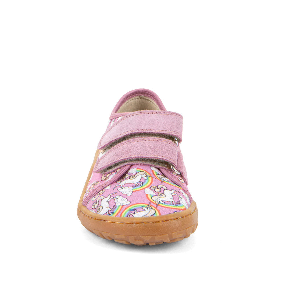Barefoot Canvas Sneakers in White/Pink with Unicorn Print