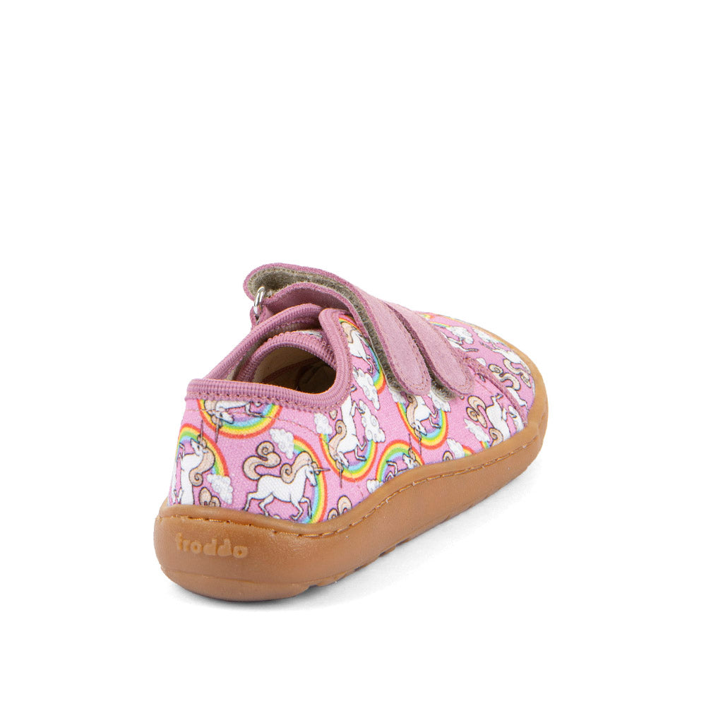 Barefoot Canvas Sneakers in White/Pink with Unicorn Print