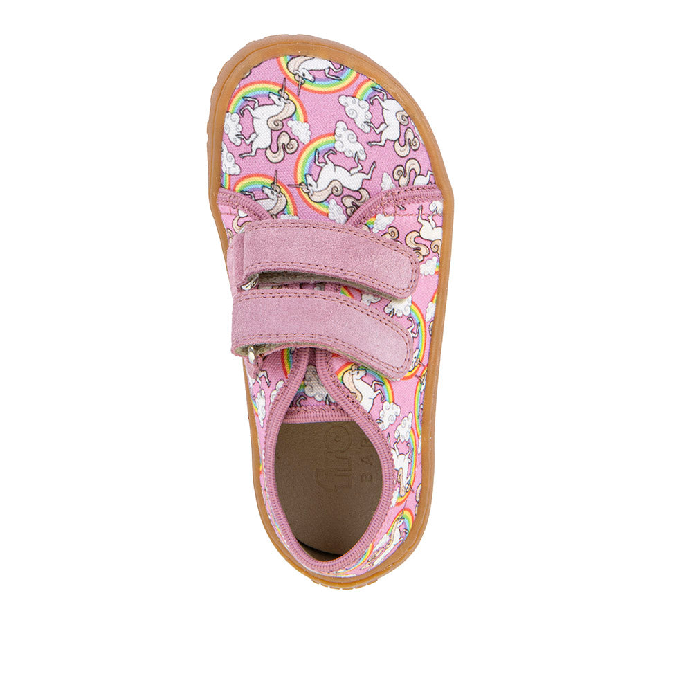 Barefoot Canvas Sneakers in White/Pink with Unicorn Print